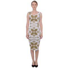 Illustrations Pattern Gold Floral Texture Design Sleeveless Pencil Dress by Pakrebo