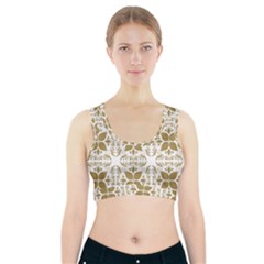 Illustrations Pattern Gold Floral Texture Design Sports Bra With Pocket by Pakrebo