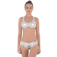 Illustrations Pattern Gold Floral Texture Design Criss Cross Bikini Set by Pakrebo