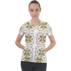 Illustrations Pattern Gold Floral Texture Design Short Sleeve Zip Up Jacket