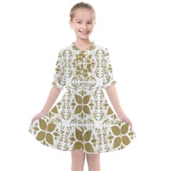 Illustrations Pattern Gold Floral Texture Design Kids  All Frills Chiffon Dress