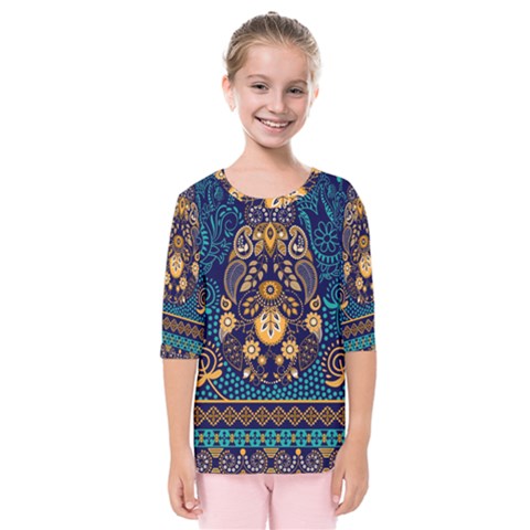 African Pattern Kids  Quarter Sleeve Raglan Tee by Sobalvarro