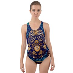 African Pattern Cut-out Back One Piece Swimsuit