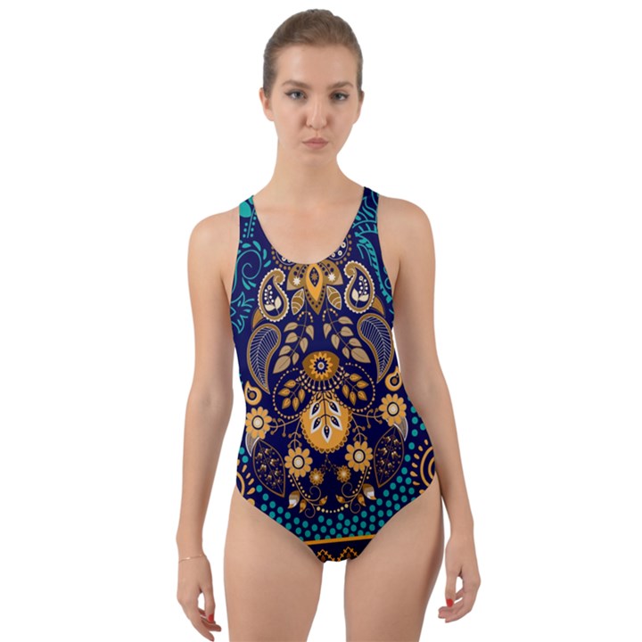 African Pattern Cut-Out Back One Piece Swimsuit