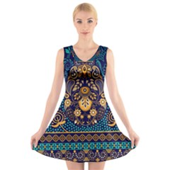 African Pattern V-neck Sleeveless Dress by Sobalvarro