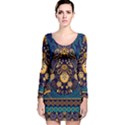 African Pattern Long Sleeve Velvet Bodycon Dress View1