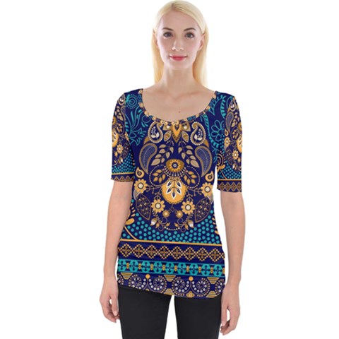 African Pattern Wide Neckline Tee by Sobalvarro