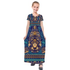 African Pattern Kids  Short Sleeve Maxi Dress by Sobalvarro