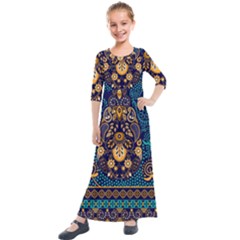 African Pattern Kids  Quarter Sleeve Maxi Dress by Sobalvarro