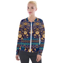 African Pattern Velour Zip Up Jacket by Sobalvarro