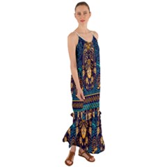 African Pattern Cami Maxi Ruffle Chiffon Dress