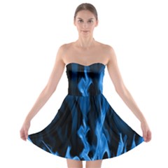 Smoke Flame Abstract Blue Strapless Bra Top Dress by Pakrebo