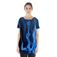 Smoke Flame Abstract Blue Skirt Hem Sports Top by Pakrebo