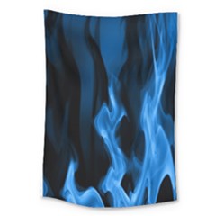 Smoke Flame Abstract Blue Large Tapestry by Pakrebo