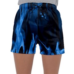 Smoke Flame Abstract Blue Sleepwear Shorts by Pakrebo