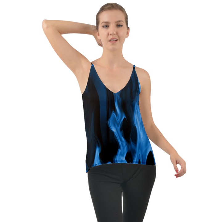 Smoke Flame Abstract Blue Chiffon Cami