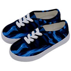 Smoke Flame Abstract Blue Kids  Classic Low Top Sneakers by Pakrebo