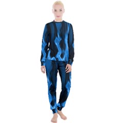 Smoke Flame Abstract Blue Women s Lounge Set by Pakrebo