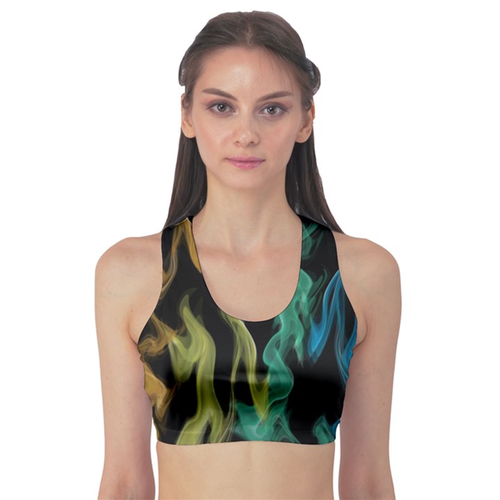 Smoke Rainbow Colors Colorful Fire Sports Bra