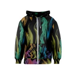 Smoke Rainbow Colors Colorful Fire Kids  Zipper Hoodie by Pakrebo