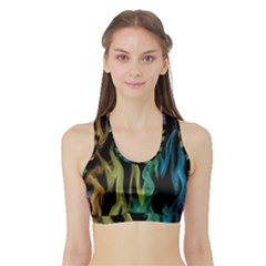 Smoke Rainbow Colors Colorful Fire Sports Bra With Border by Pakrebo