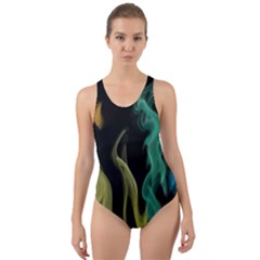 Smoke Rainbow Colors Colorful Fire Cut-out Back One Piece Swimsuit by Pakrebo