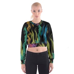 Smoke Rainbow Colors Colorful Fire Cropped Sweatshirt