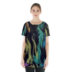 Smoke Rainbow Colors Colorful Fire Skirt Hem Sports Top by Pakrebo