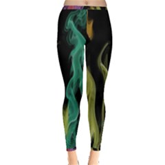 Smoke Rainbow Colors Colorful Fire Inside Out Leggings by Pakrebo