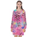 Leaves Long Sleeve Chiffon Shift Dress  View1