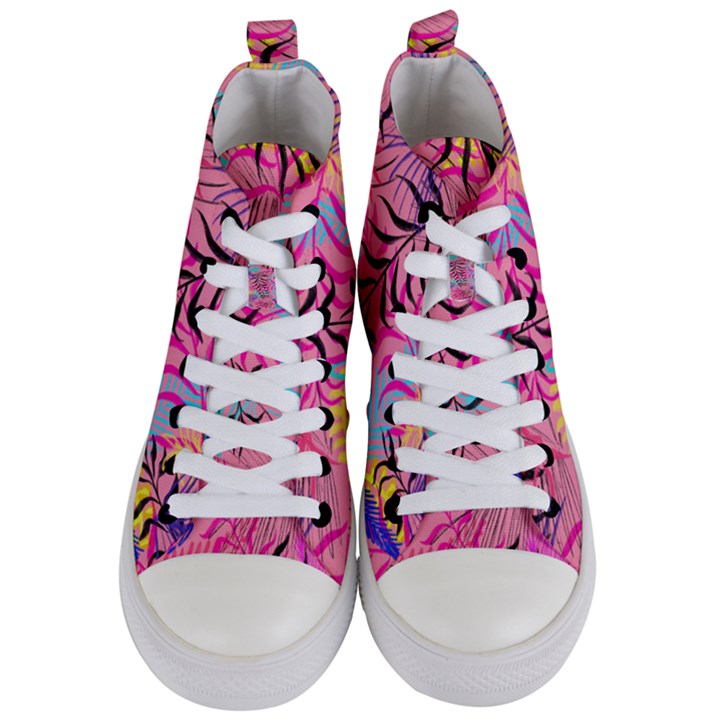 Leaves Women s Mid-Top Canvas Sneakers