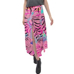 Leaves Velour Split Maxi Skirt