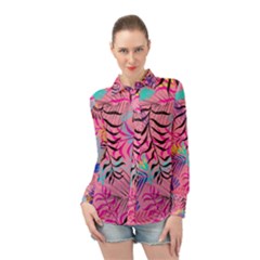 Leaves Long Sleeve Chiffon Shirt