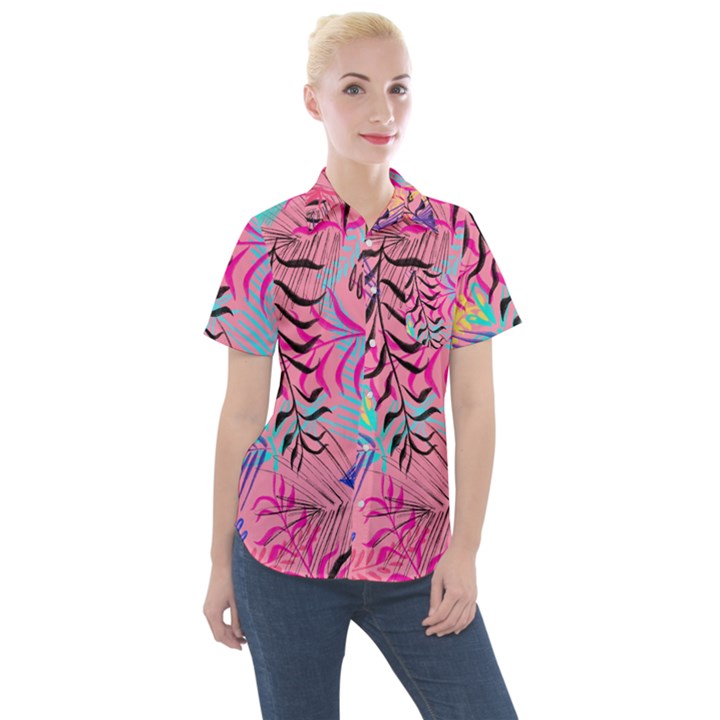 Leaves Women s Short Sleeve Pocket Shirt