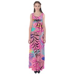 Leaves Empire Waist Maxi Dress