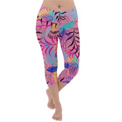 Leaves Lightweight Velour Capri Yoga Leggings