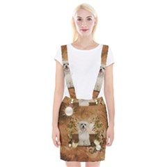 Cute Maltese Puppy With Flowers Braces Suspender Skirt by FantasyWorld7