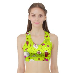 Valentin s Day Love Hearts Pattern Red Pink Green Sports Bra With Border by EDDArt