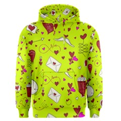 Valentin s Day Love Hearts Pattern Red Pink Green Men s Pullover Hoodie by EDDArt