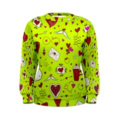 Valentin s Day Love Hearts Pattern Red Pink Green Women s Sweatshirt by EDDArt