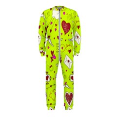 Valentin s Day Love Hearts Pattern Red Pink Green Onepiece Jumpsuit (kids) by EDDArt