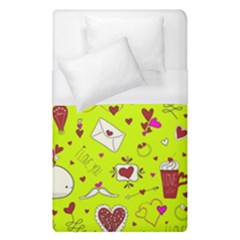 Valentin s Day Love Hearts Pattern Red Pink Green Duvet Cover (single Size) by EDDArt