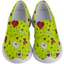 Valentin s Day Love Hearts Pattern Red Pink Green Kids  Lightweight Slip Ons View1