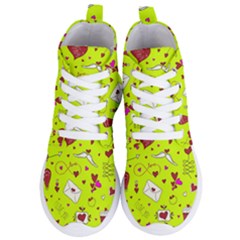 Valentin s Day Love Hearts Pattern Red Pink Green Women s Lightweight High Top Sneakers by EDDArt