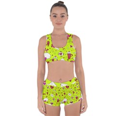 Valentin s Day Love Hearts Pattern Red Pink Green Racerback Boyleg Bikini Set by EDDArt