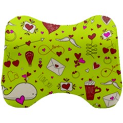 Valentin s Day Love Hearts Pattern Red Pink Green Head Support Cushion by EDDArt