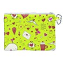 Valentin s Day Love Hearts Pattern Red Pink Green Canvas Cosmetic Bag (XL) View2