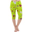 Valentin s Day Love Hearts Pattern Red Pink Green Lightweight Velour Cropped Yoga Leggings View1