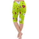 Valentin s Day Love Hearts Pattern Red Pink Green Lightweight Velour Cropped Yoga Leggings View4