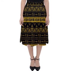 Native American Ornaments Watercolor Pattern Black Gold Classic Midi Skirt by EDDArt